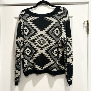 Costa Blanca black white southwestern Aztec sweater boho western indie fall